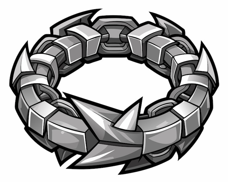 Vector ilustración vectorial de una pulsera de metal pesado aislada sobre un fondo blanco