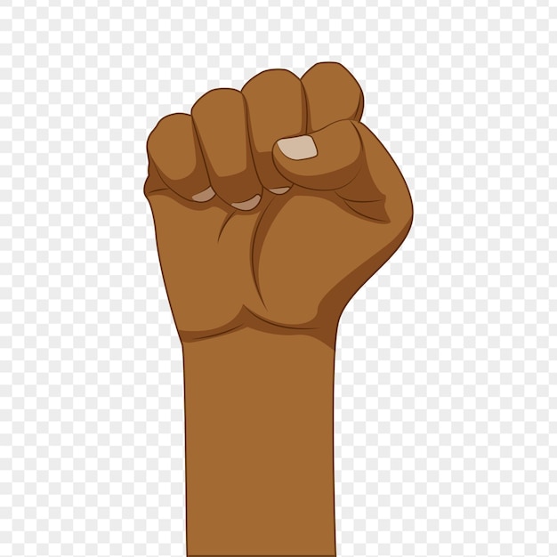 Ilustración vectorial del puño de un hombre negro sobre un fondo transparente