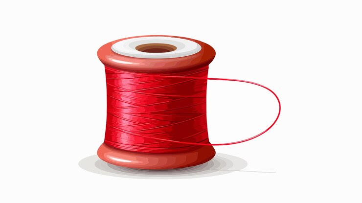 Vector ilustración vectorial de punto de bobbin con hilo rojo