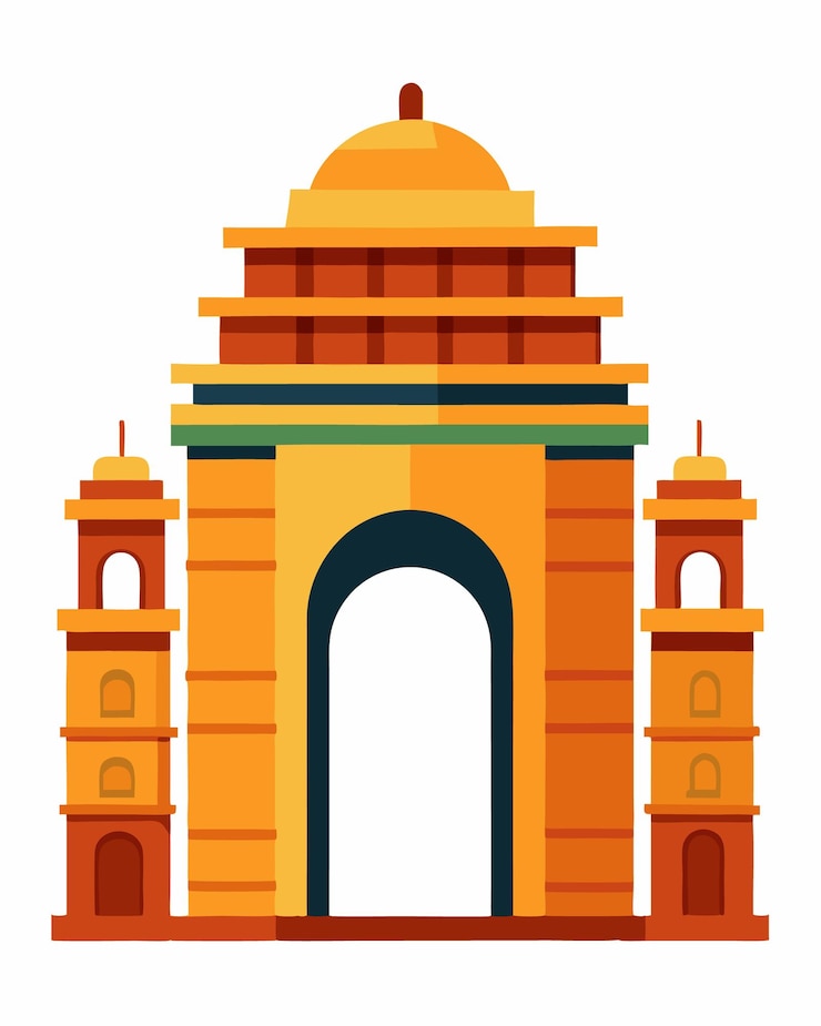 Vector ilustración vectorial del punto de referencia de la puerta de la cultura india aislada sobre un fondo blanco