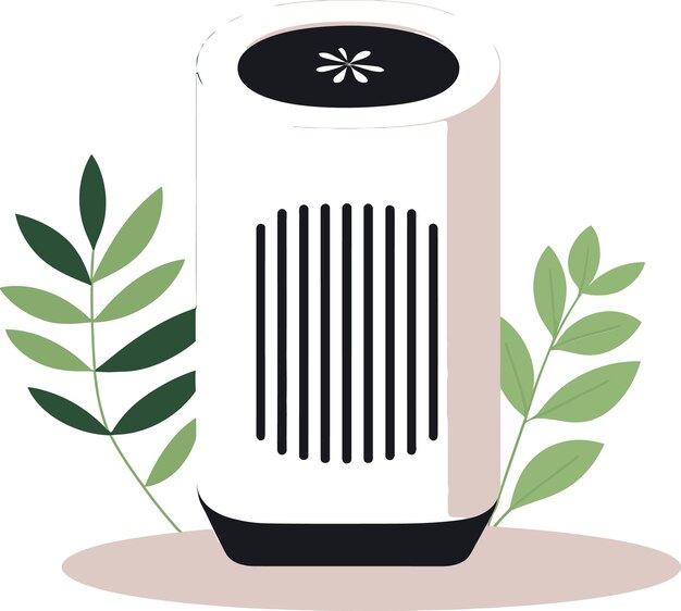 Ilustración vectorial de purificador de aire de alta tecnología con elementos de interfaz de usuario