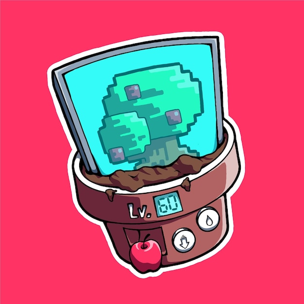 ilustración vectorial que representa una planta virtual que puede dar frutos reales.