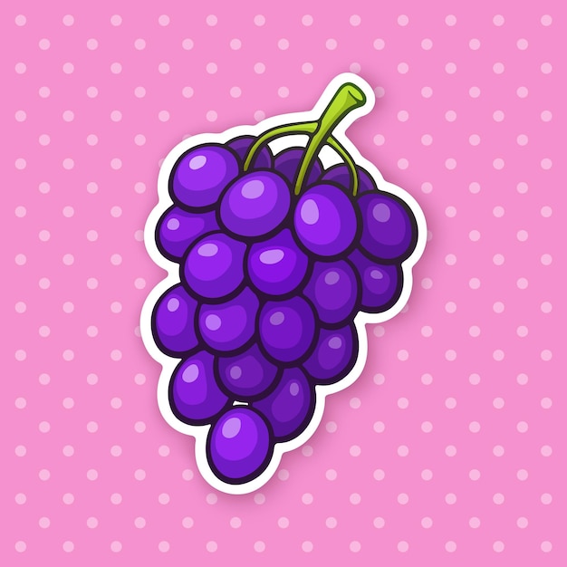 Ilustración vectorial Un racimo de uvas con bayas púrpuras redondas Comida vegetariana saludable