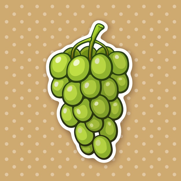 Vector ilustración vectorial un racimo de uvas con bayas verdes ovaladas comida vegetariana saludable