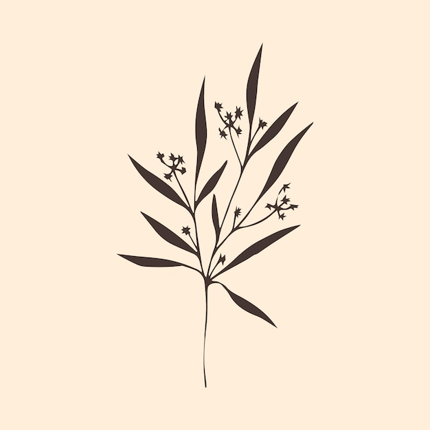 Ilustración vectorial de una rama de planta minimalista