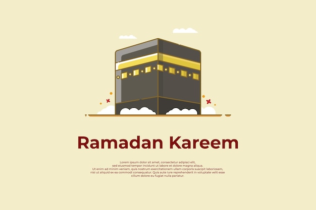 Ilustración vectorial del Ramadán con el icono de la Kaaba