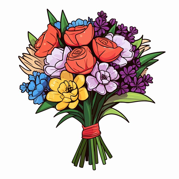 Vector ilustración vectorial de ramos de flores frescas