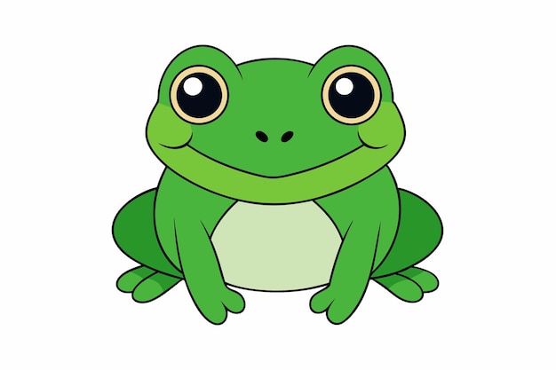Ilustración vectorial de rana linda Diseño de clipart de arte de línea de dibujos animados