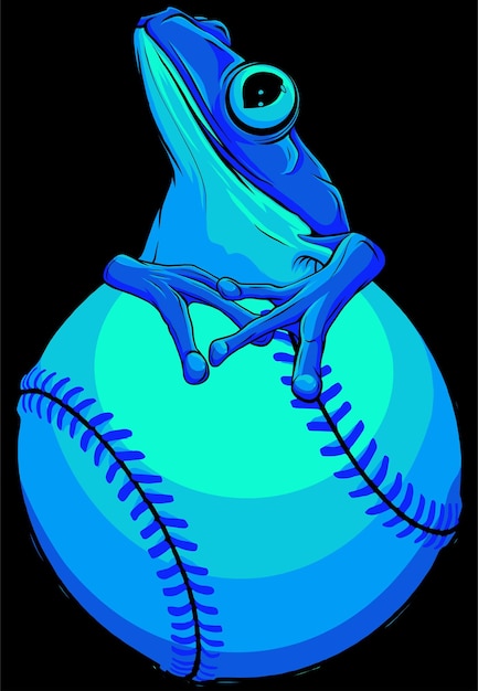 Vector ilustración vectorial de rana en pelota de béisbol