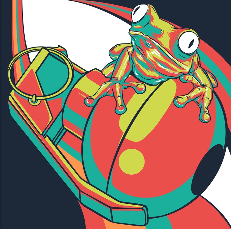 Vector ilustración vectorial de una rana sentada