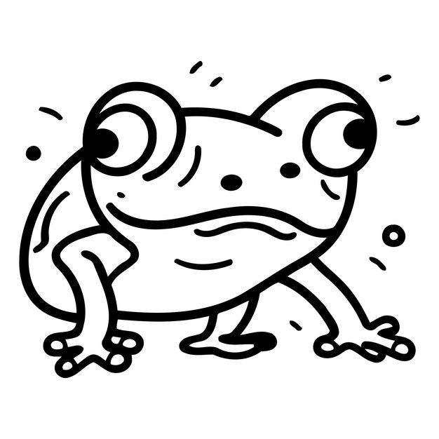 Ilustración vectorial de ranas Rana verde de dibujos animados aislada sobre un fondo blanco