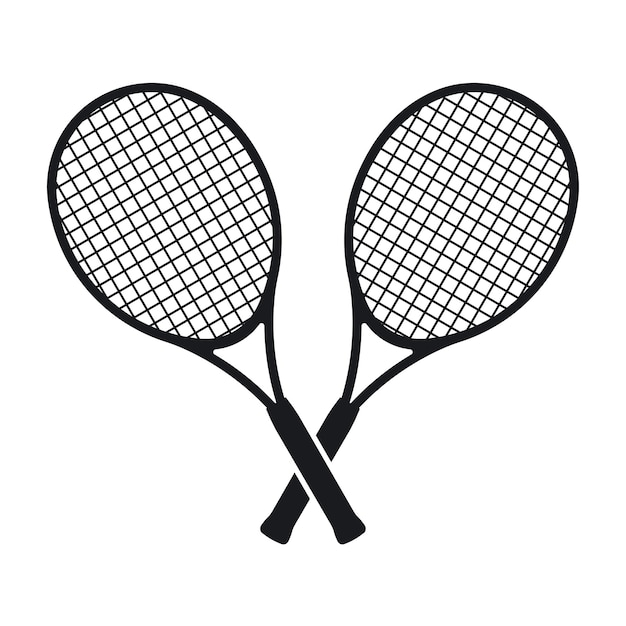 Vector ilustración vectorial de raquetas de tenis cruzadas con el logotipo de la raqueta de tenis cruzada