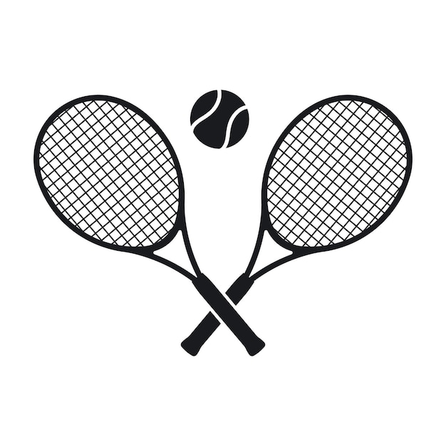 Vector ilustración vectorial de raquetas de tenis y el logotipo de la pelota de tenis cruzadas