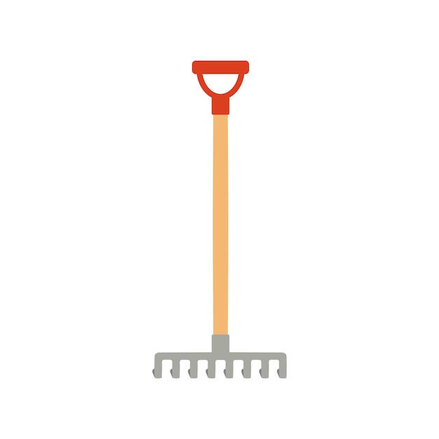 Ilustración vectorial de rastrillo herramienta de jardinería para limpiar y aflojar el suelo