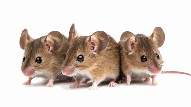 Ilustración vectorial de ratones adorables aislados en un fondo blanco