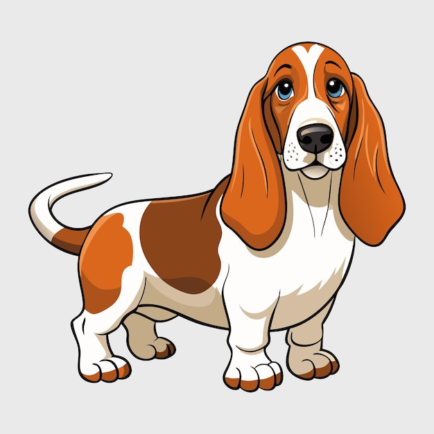 Ilustración vectorial de la raza de perro Basset Hounds expresivo