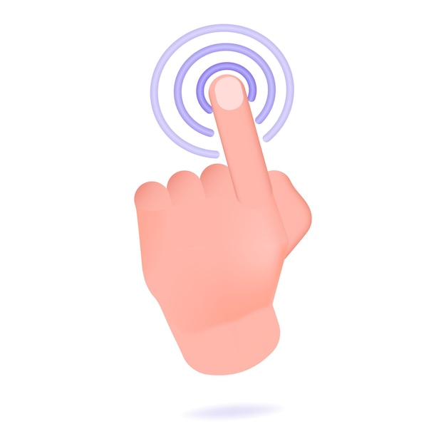 Ilustración vectorial realista en 3d gesto de señalar con la mano toque o haga clic