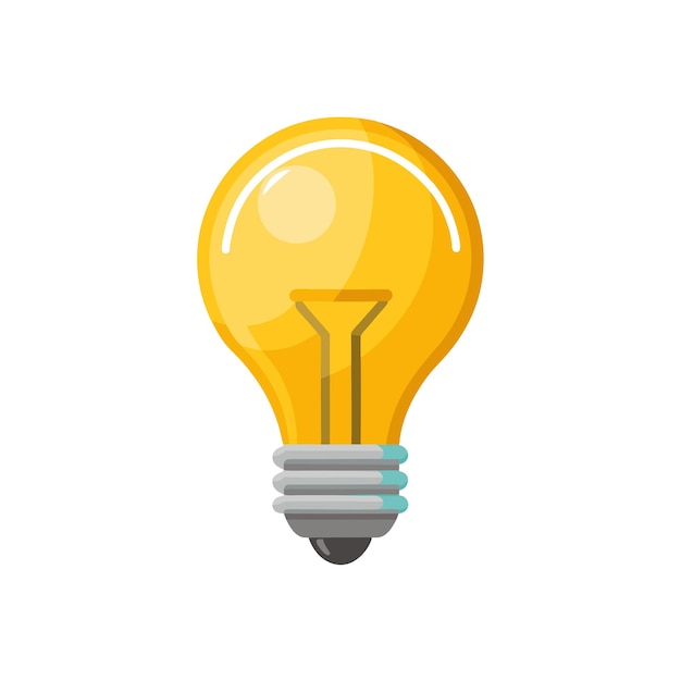 Ilustración vectorial realista de la bombilla eléctrica de estilo plano