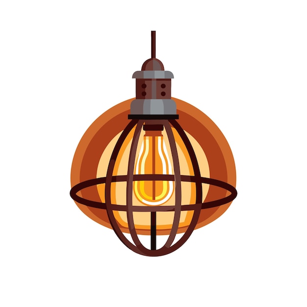 Ilustración vectorial realista de la bombilla eléctrica de estilo plano