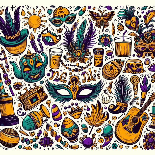 Ilustración vectorial realista del carnaval brasileño