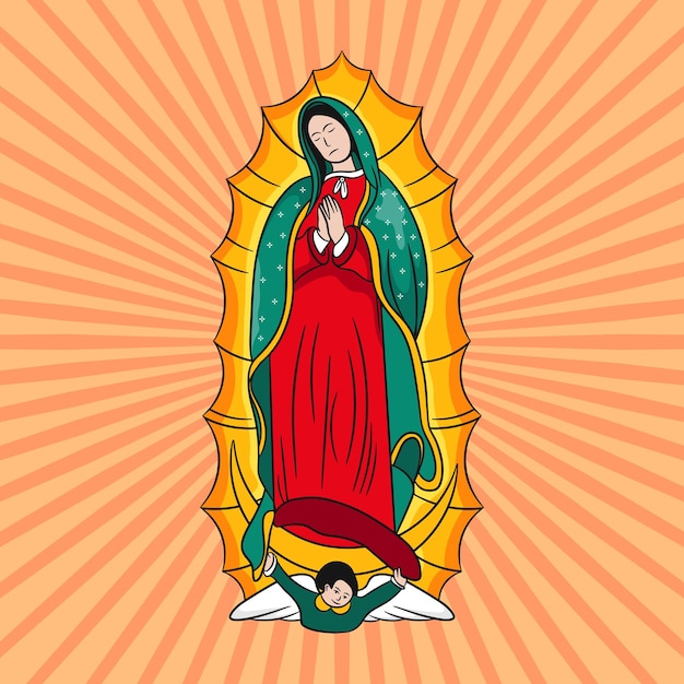 Ilustración vectorial realista dibujada a mano del Día de la Virgen de Guadalupe