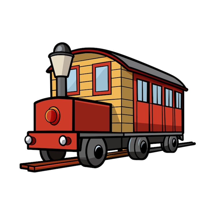 Vector ilustración vectorial realista de dibujos animados de trenes