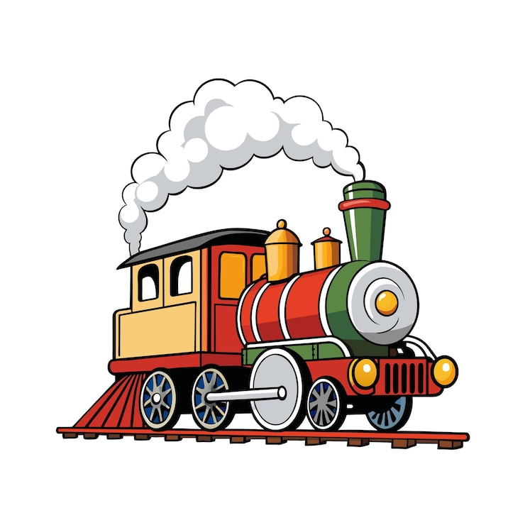 Vector ilustración vectorial realista de dibujos animados de trenes