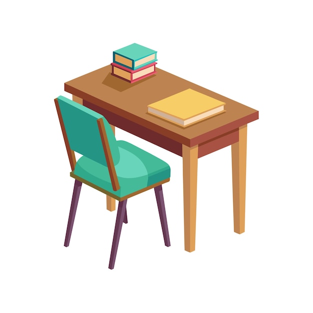 Ilustración vectorial realista del escritorio de lectura