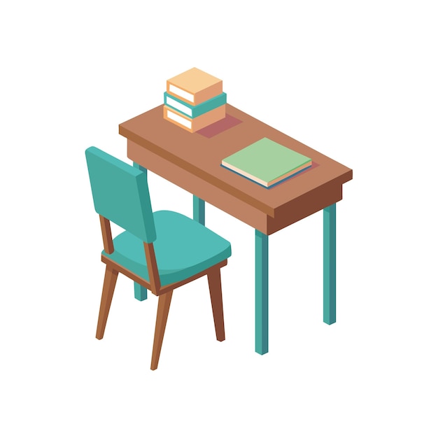 Ilustración vectorial realista del escritorio de lectura