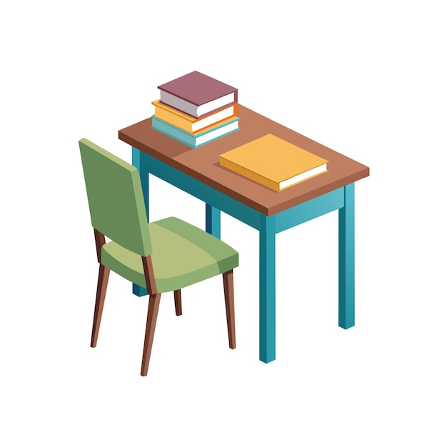 Ilustración vectorial realista del escritorio de lectura