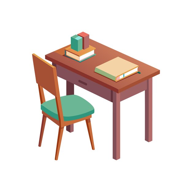 Ilustración vectorial realista del escritorio de lectura