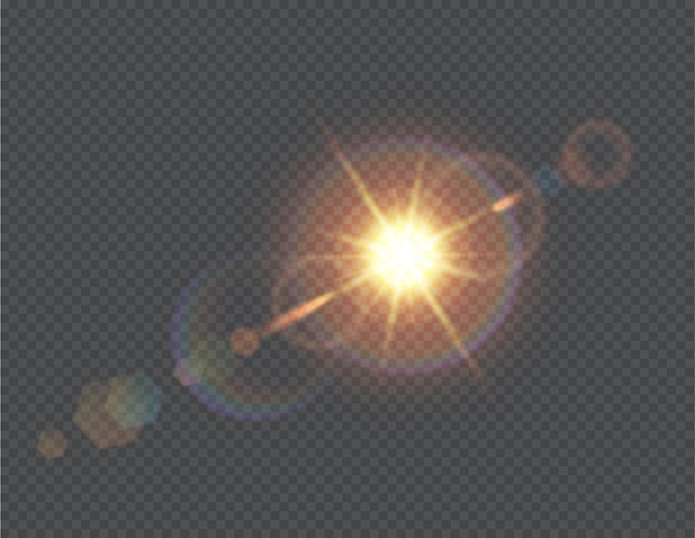 Ilustración vectorial realista de la explosión de la luz del sol