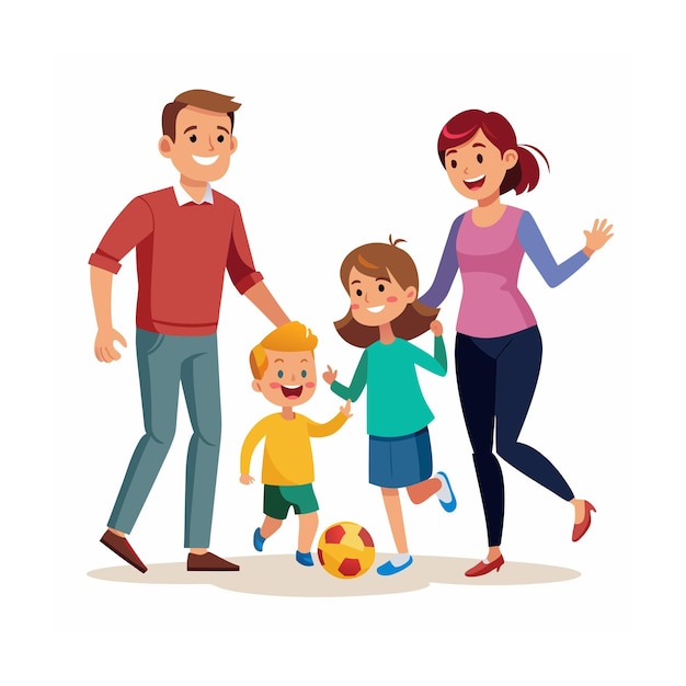 Ilustración vectorial realista de una familia