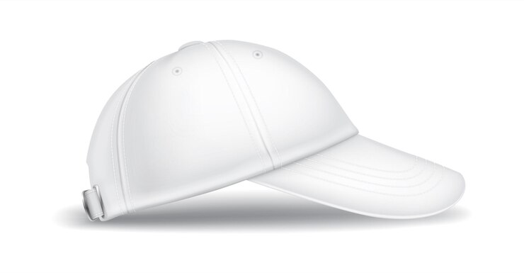 Vector ilustración vectorial realista de la gorra de béisbol de algodón de vista lateral