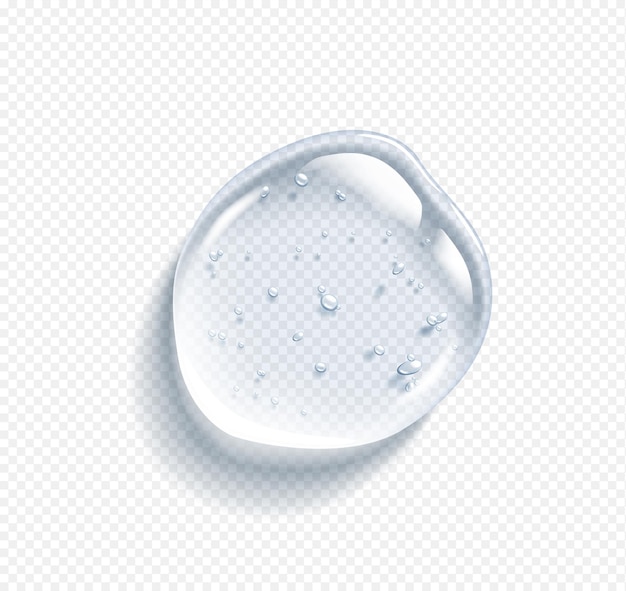 Ilustración vectorial realista de la gota de ácido hialurónico con burbujas