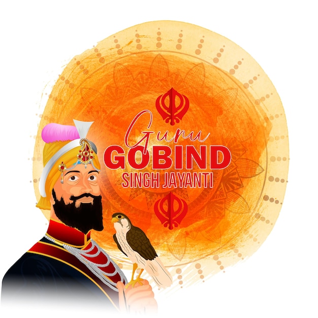 Vector ilustración vectorial realista del gurú gobind singh ji