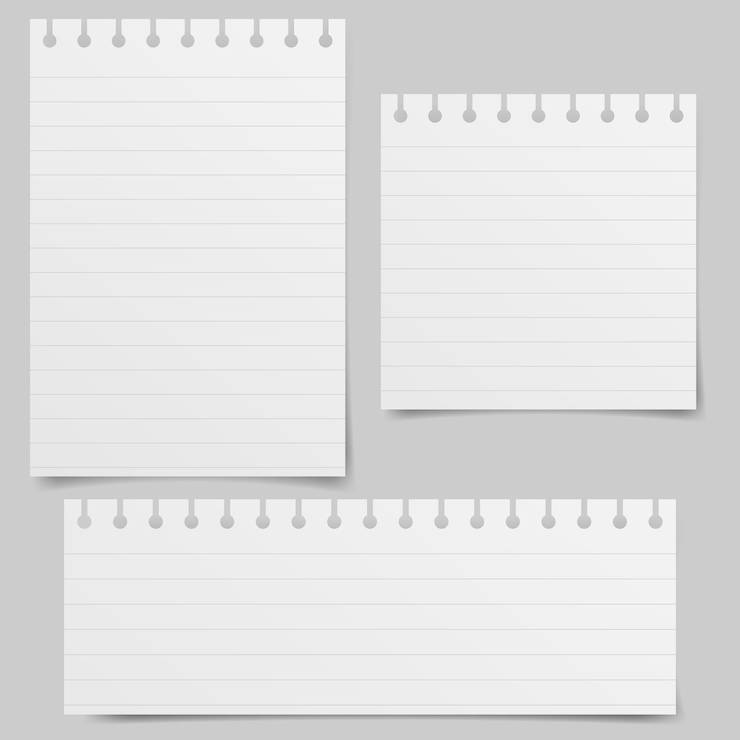 Vector ilustración vectorial realista de hojas en blanco de papel forrado de un bloque aislado