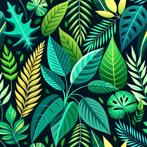 Ilustración vectorial realista de las hojas tropicales de fondo