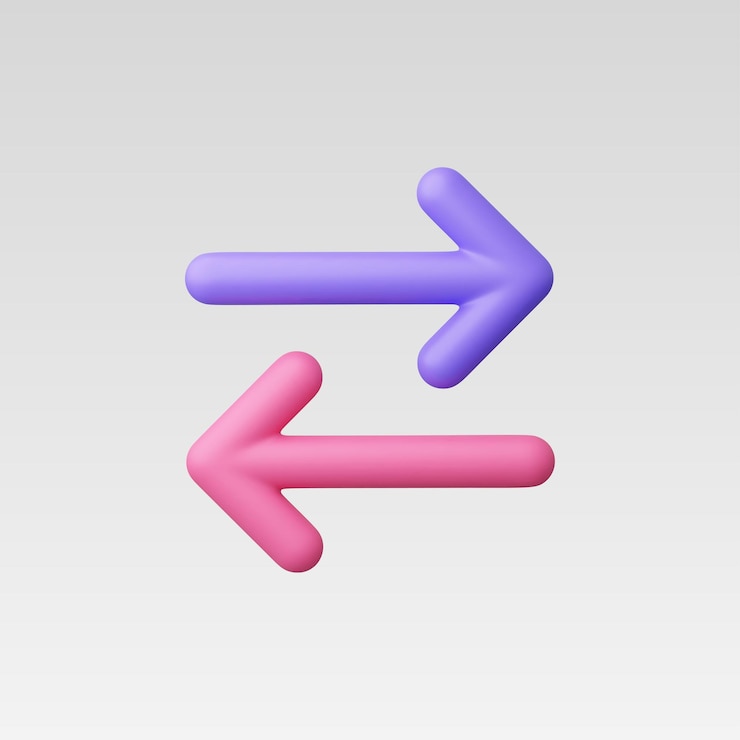 Vector ilustración vectorial realista del icono de dirección izquierda derecha en 3d
