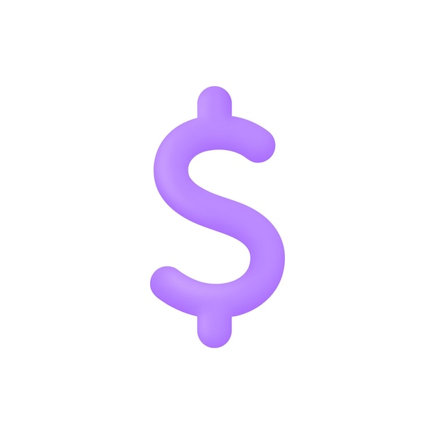 Ilustración vectorial realista del ícono del dólar en 3d