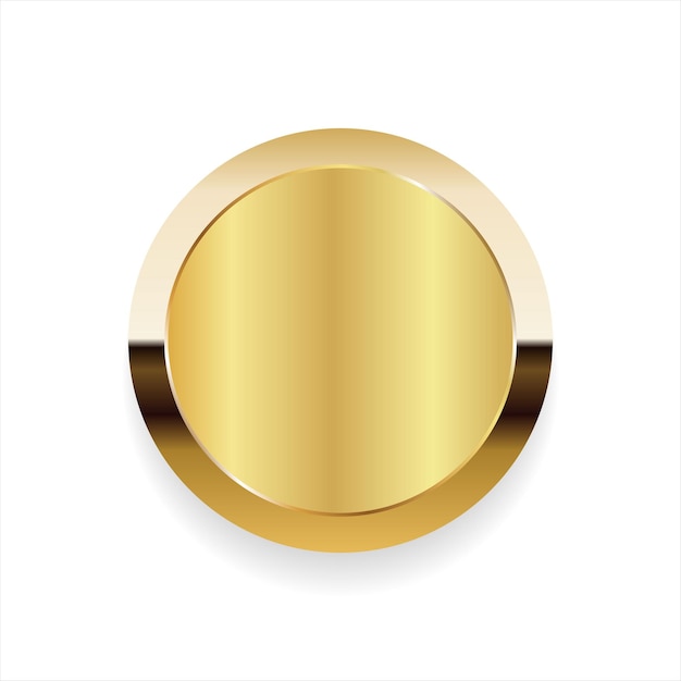 Ilustración vectorial realista de la insignia de premio de oro en blanco y brillante