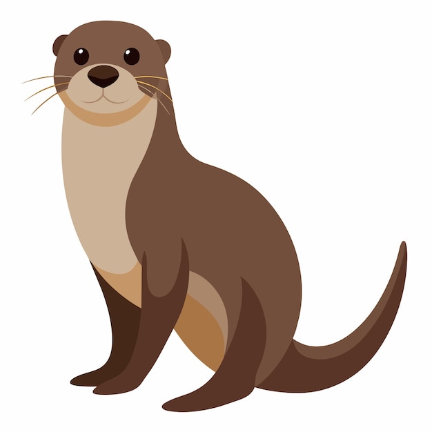 Ilustración vectorial realista de la nutria con fondo blanco sólido 29