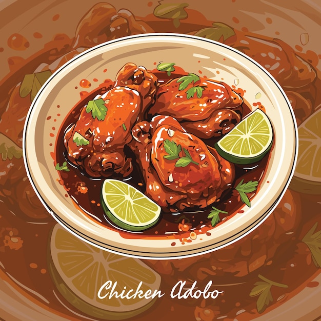 Ilustración vectorial realista de pollo Adobo