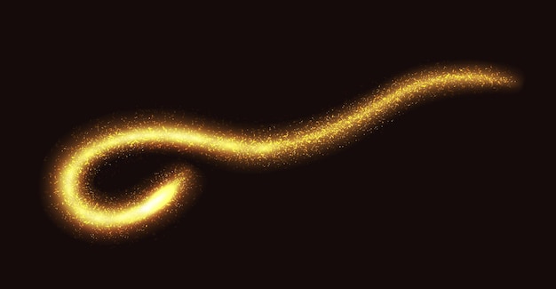 Ilustración vectorial realista del rastro de brillo dorado místico