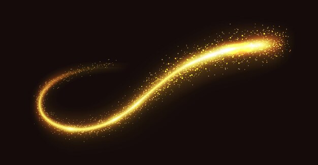 Ilustración vectorial realista del rastro de estallido de polvo estelar dorado