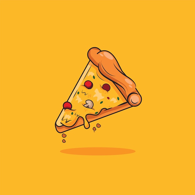 Ilustración vectorial de una rebanada de carne y queso para una pizza deliciosa