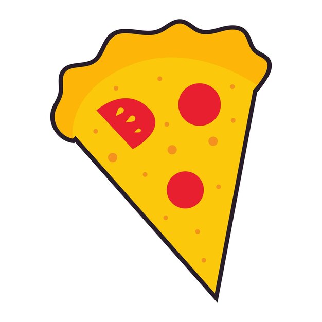 Ilustración vectorial de una rebanada de deliciosa pizza con icono de tomates