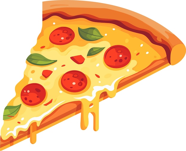 Ilustración vectorial de una rebanada de pizza de dibujos animados