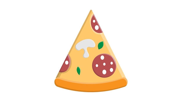 Ilustración vectorial Rebanada de pizza con queso derretido y pepperoni Dibujado a mano garabato Boceto de dibujos animados