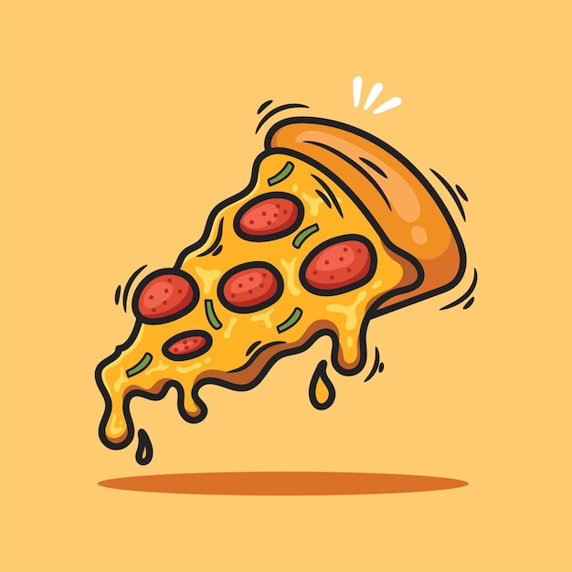 Ilustración vectorial de rebanadas de pizza aisladas en un fondo amarillo